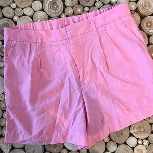 Pink Linen High Rise Shorts